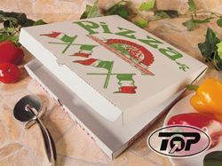 Pizzakarton 22x22x4,2 cm,  NYC Kraft Flagge, 100 Stück